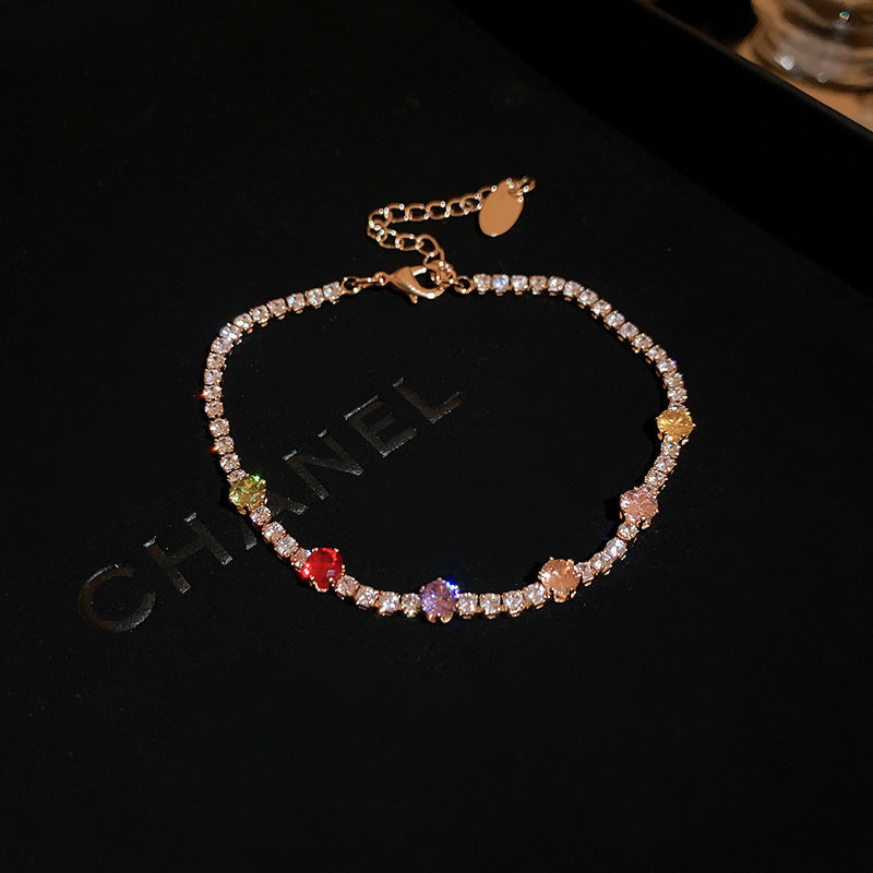 Fashion Jewelry Zircon Geometric Square Bracelet Fashion Elegant Heart Bracelet Internet Celebrity Light Luxury