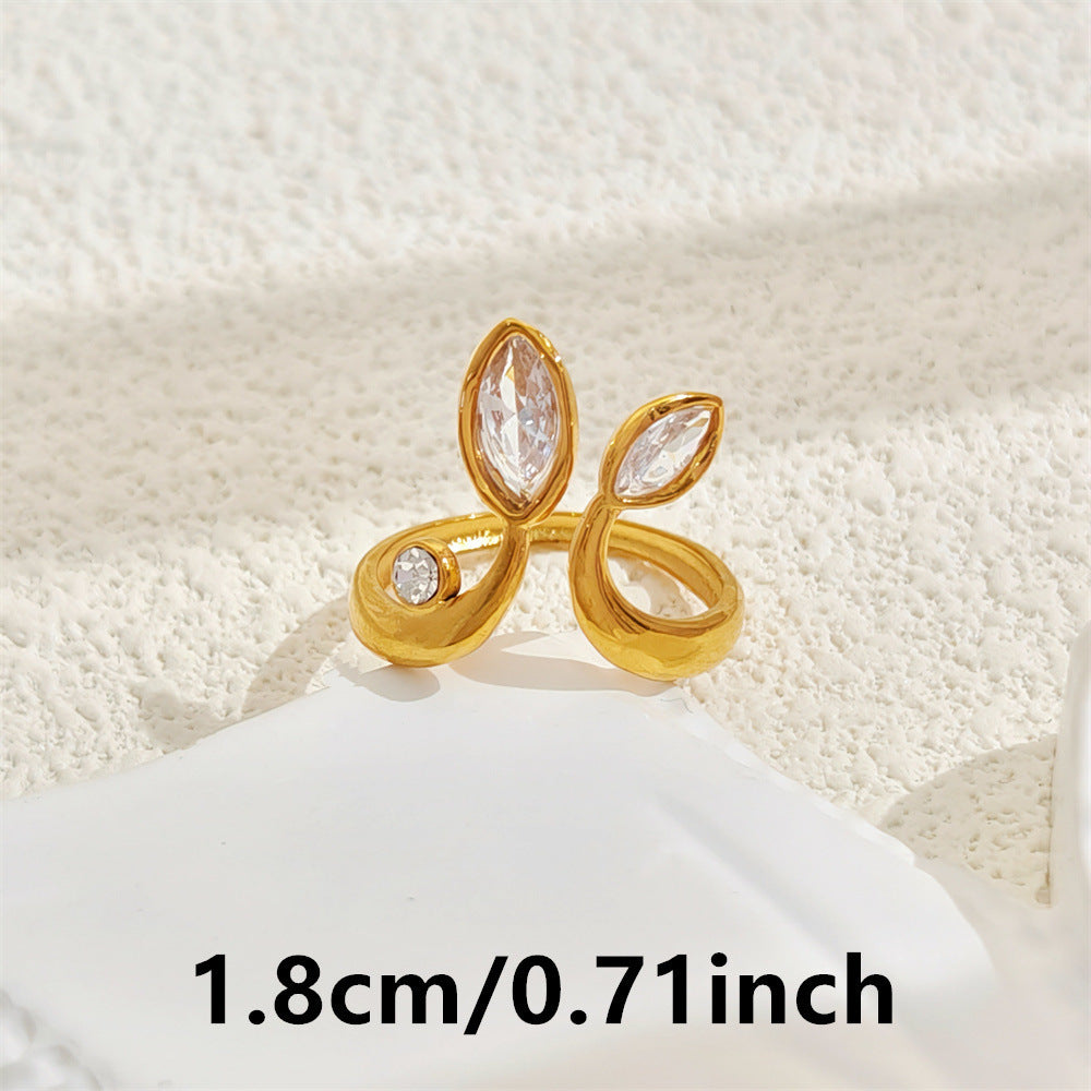 18K Gold Stainless Steel Ring Non-fading Adjustable Opening