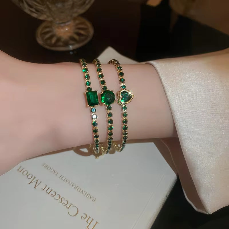 Fashion Jewelry Zircon Geometric Square Bracelet Fashion Elegant Heart Bracelet Internet Celebrity Light Luxury