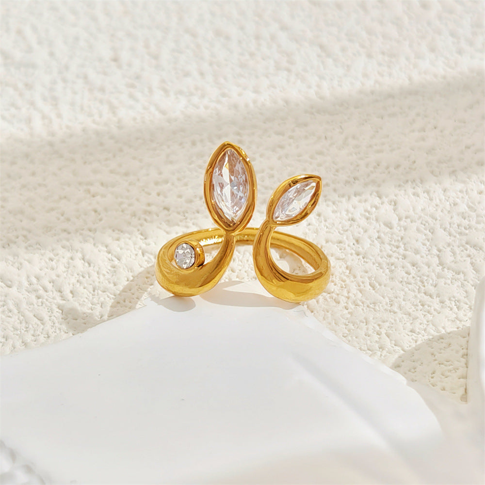18K Gold Stainless Steel Ring Non-fading Adjustable Opening