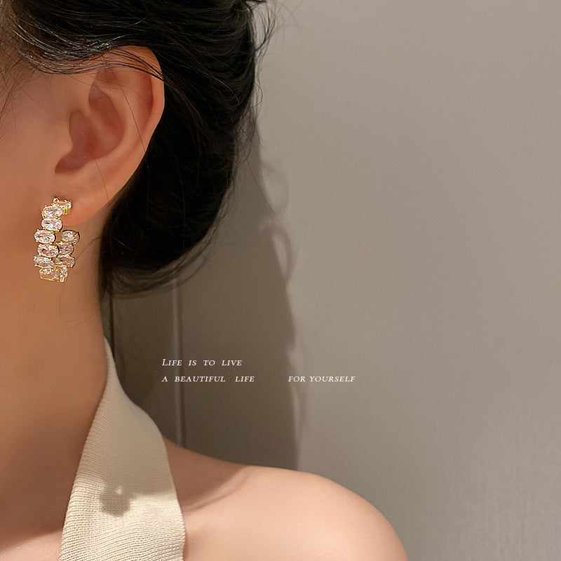 Earring Needle Cool High-end Elegant Fashion Avant-garde Super Flash