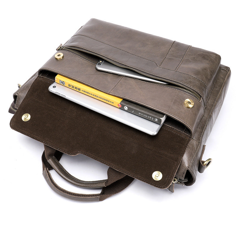 Nova Jewel Signature Cowhide Laptop Bag - Professional Men's Leather Bag
