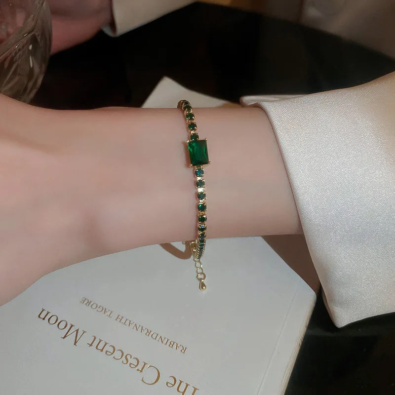 Fashion Jewelry Zircon Geometric Square Bracelet Fashion Elegant Heart Bracelet Internet Celebrity Light Luxury