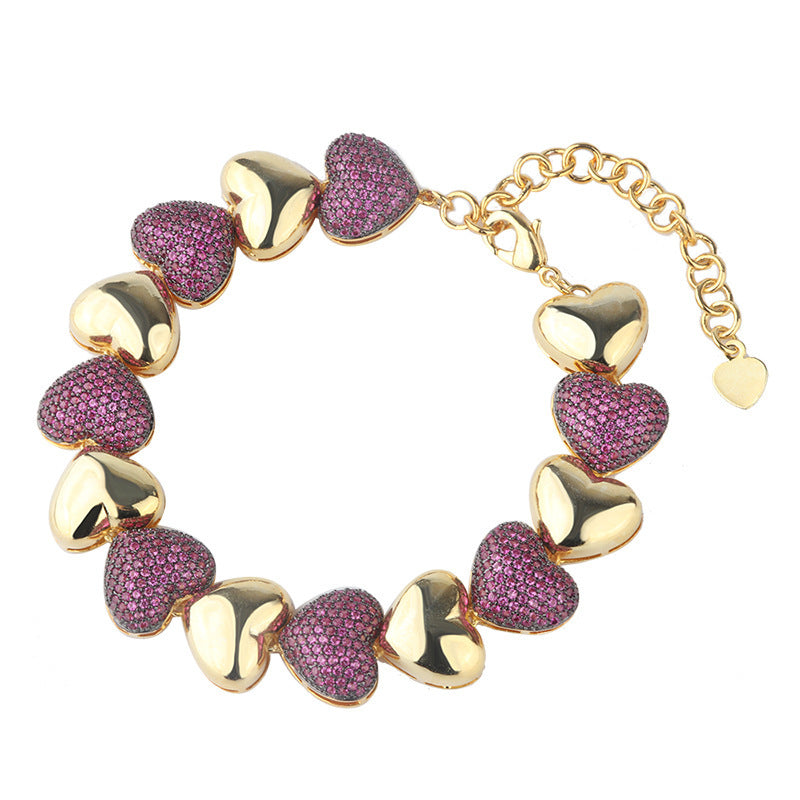 Female style micro-inlaid zirconium love bracelet