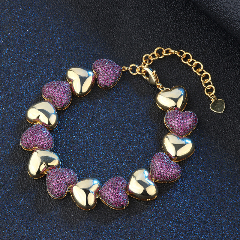 Female style micro-inlaid zirconium love bracelet