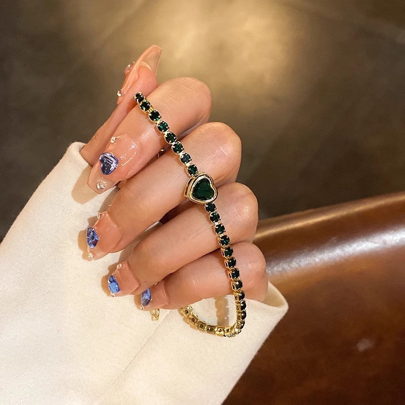 Fashion Jewelry Zircon Geometric Square Bracelet Fashion Elegant Heart Bracelet Internet Celebrity Light Luxury