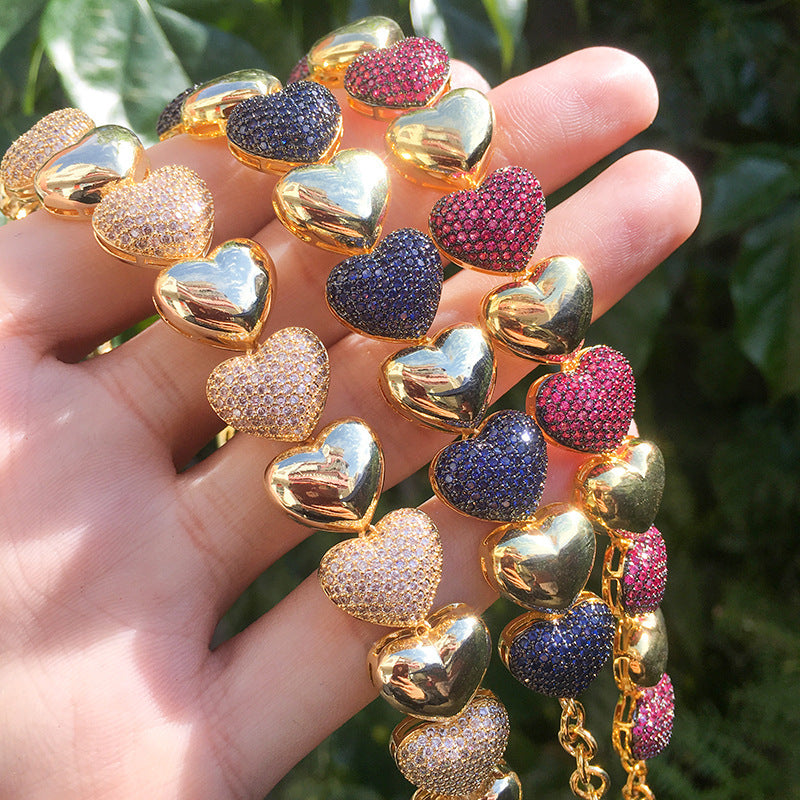 Female style micro-inlaid zirconium love bracelet