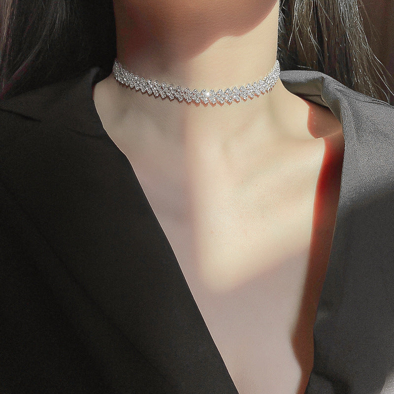 Simple Full Diamond Necklace Choker