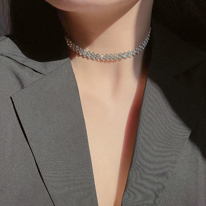 Simple Full Diamond Necklace Choker