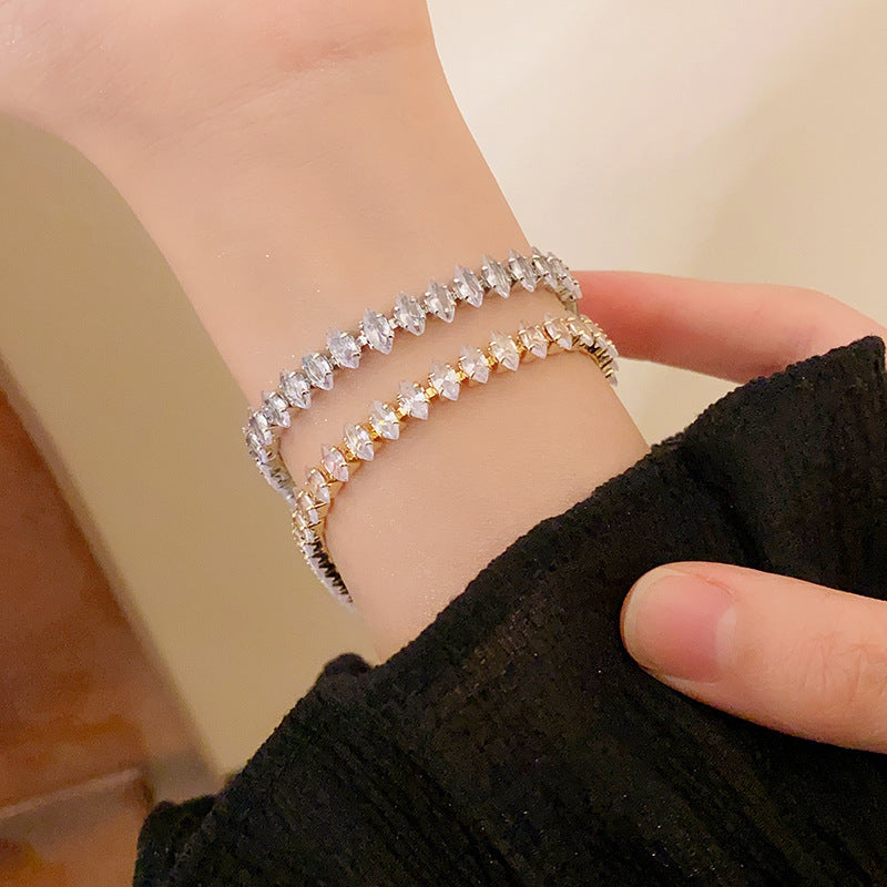 Fashion Jewelry Zircon Geometric Square Bracelet Fashion Elegant Heart Bracelet Internet Celebrity Light Luxury