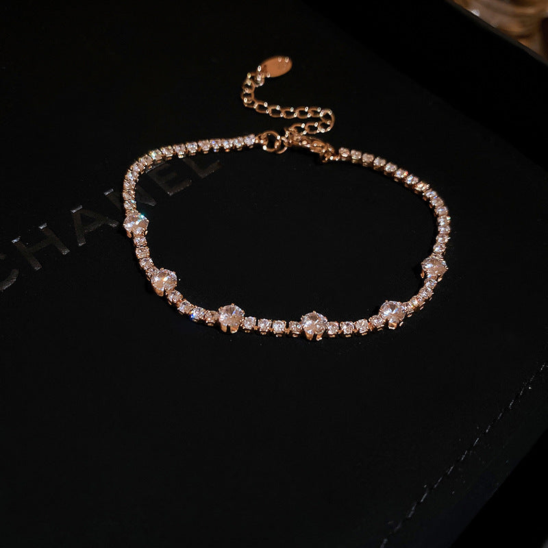 Fashion Jewelry Zircon Geometric Square Bracelet Fashion Elegant Heart Bracelet Internet Celebrity Light Luxury