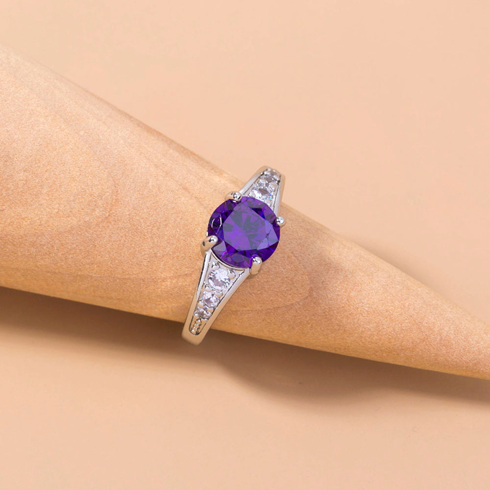 cold wind light luxury temperament ladies ring copper ring simple wild inlaid zirconium violet bracelet