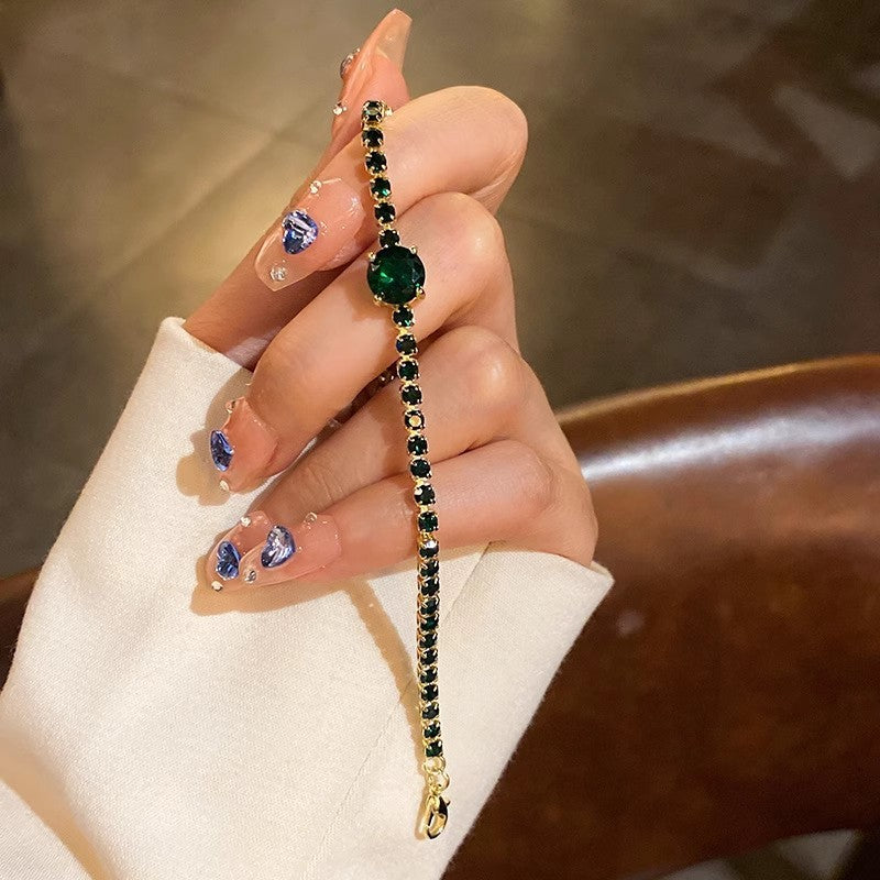 Fashion Jewelry Zircon Geometric Square Bracelet Fashion Elegant Heart Bracelet Internet Celebrity Light Luxury