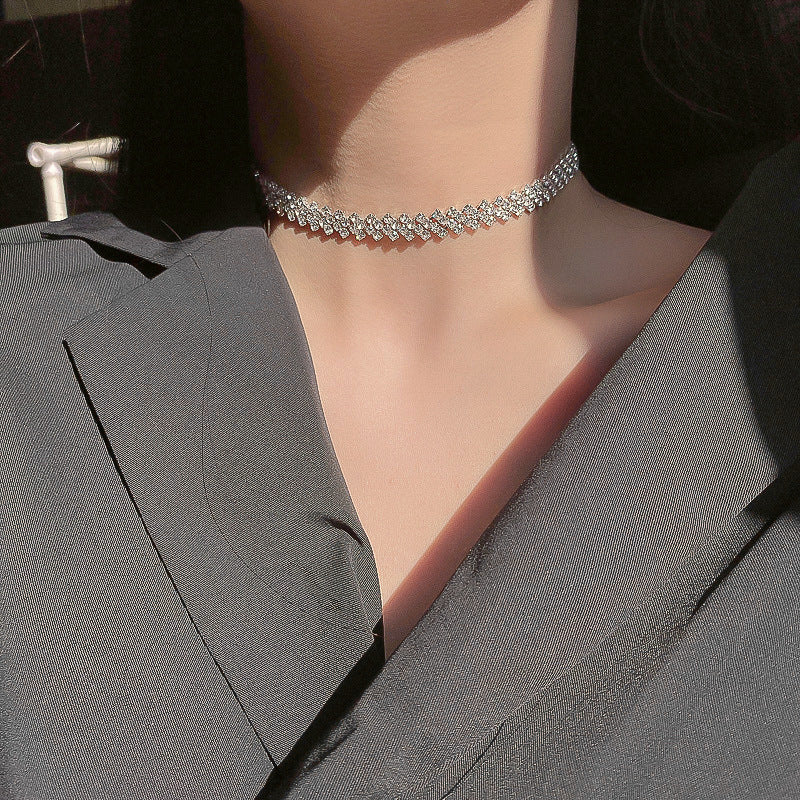 Simple Full Diamond Necklace Choker