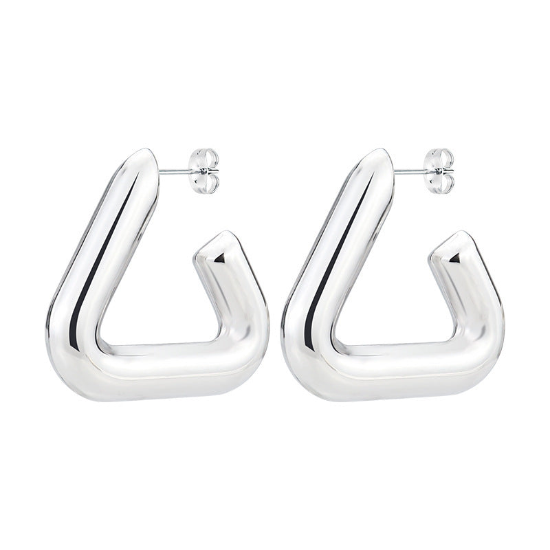 Stainless Steel 18K Gold Plated Geometric Tripod Hollow Earrings For Women