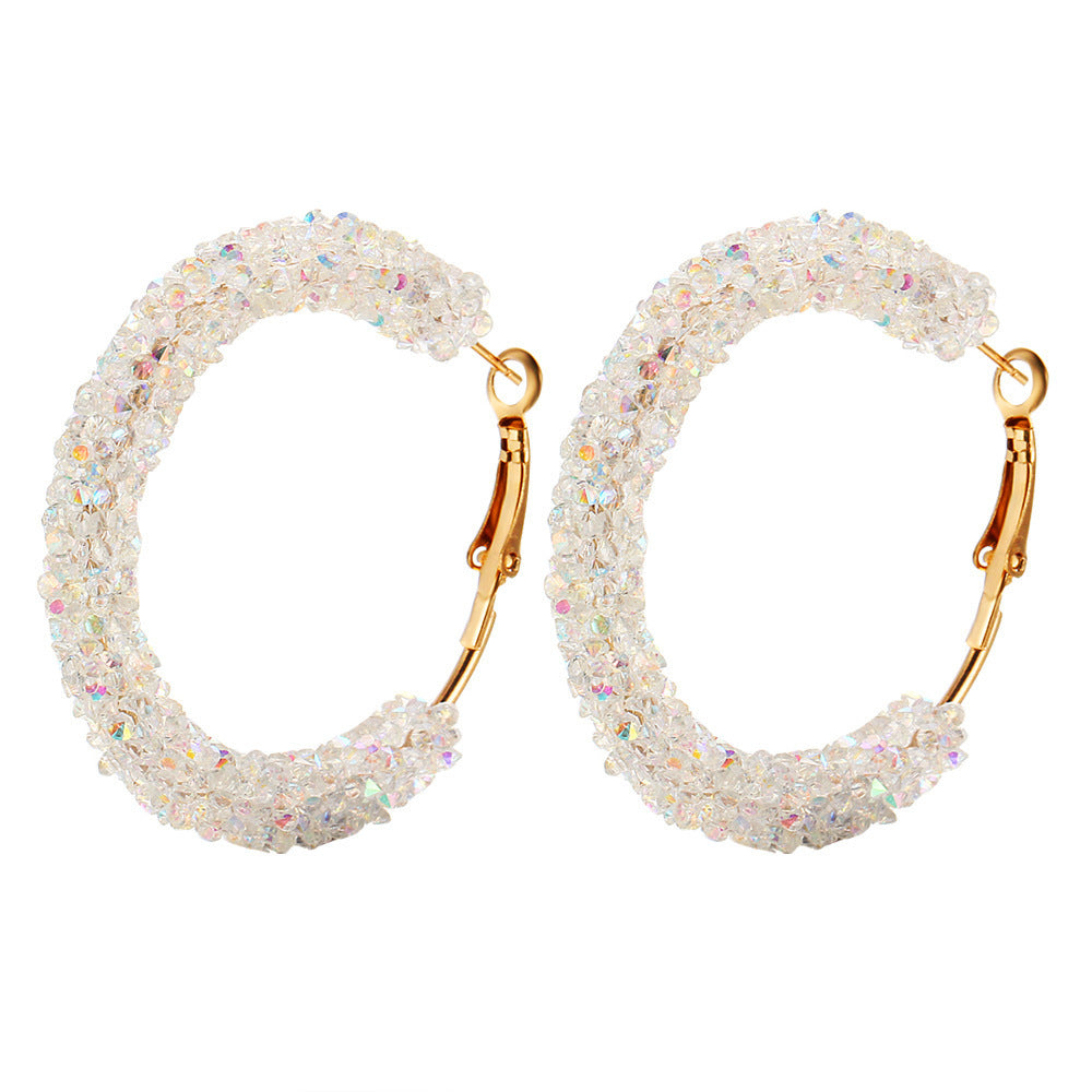 Diamond circle matte earrings earrings Japan and South Korea simple charm full diamond fashion wild earrings