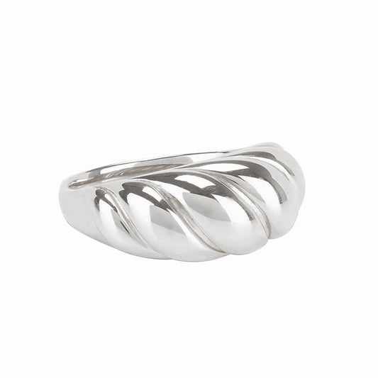 Croissant Ring Female Cold Wind Retro Simple Ins Rhombus Vintage Plated 18K Gold Index Finger Ring