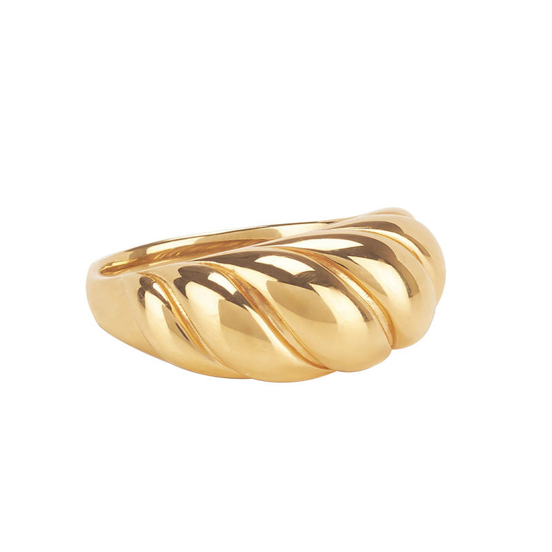 Croissant Ring Female Cold Wind Retro Simple Ins Rhombus Vintage Plated 18K Gold Index Finger Ring