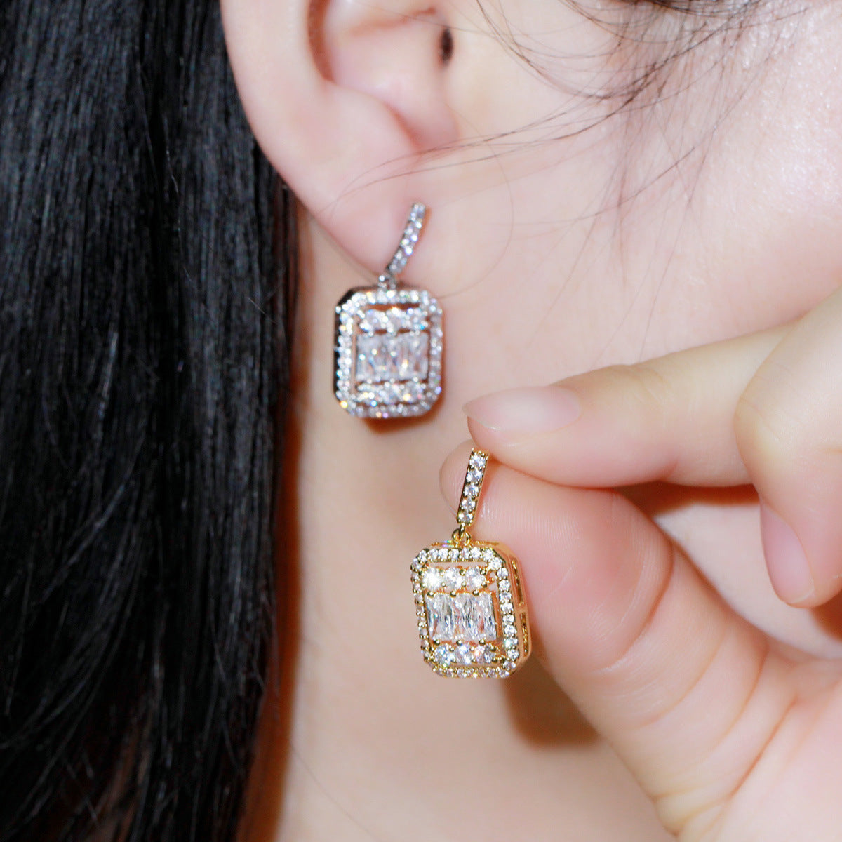 South Korea Zircon Necklace And Earrings Two Piece Set