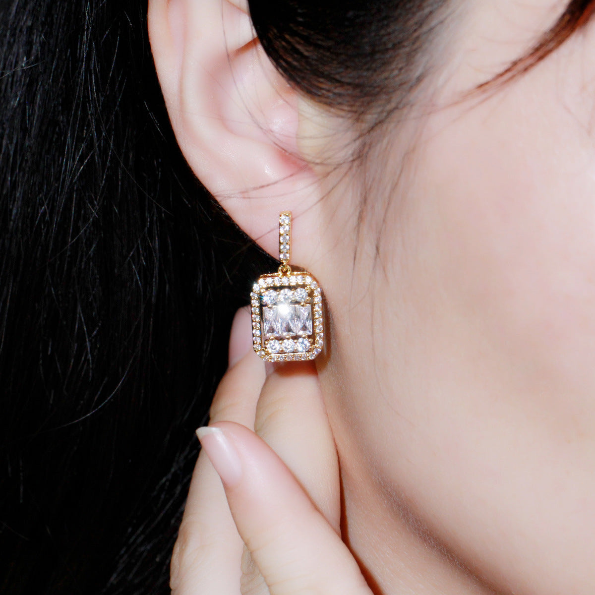 South Korea Zircon Necklace And Earrings Two Piece Set