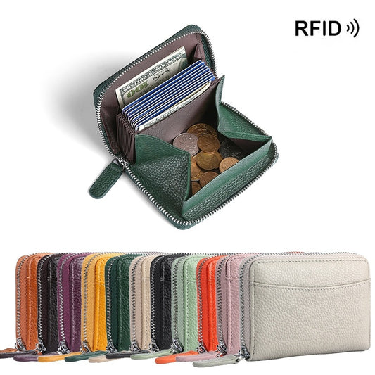 Nova Jewel RFID Genuine Leather Card Wallet - Coin and Credit Card Holder