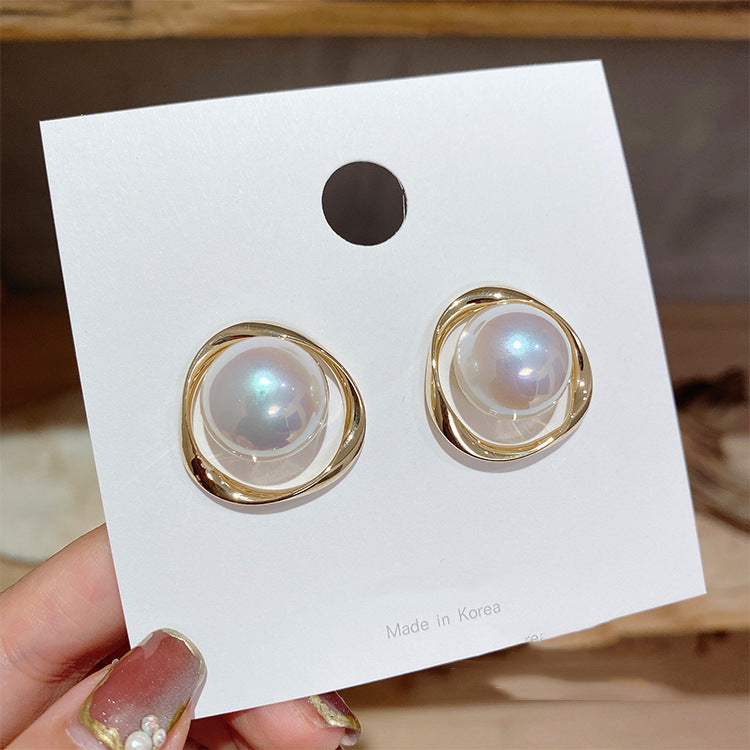 Sterling Silver Needle Irregular Pearl Stud Earrings