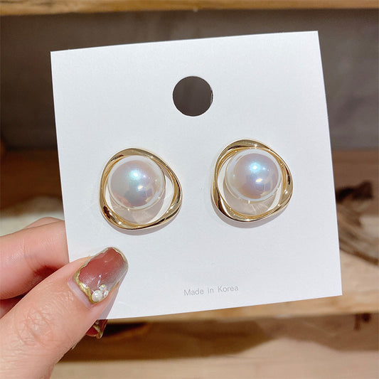 Sterling Silver Needle Irregular Pearl Stud Earrings