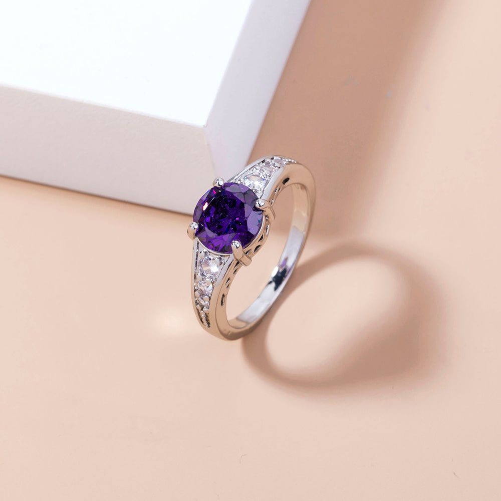 cold wind light luxury temperament ladies ring copper ring simple wild inlaid zirconium violet bracelet