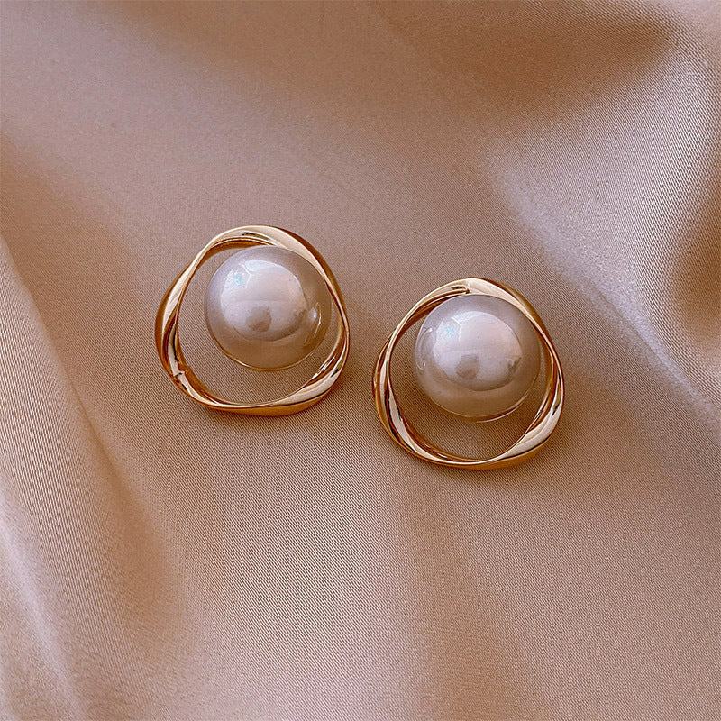 Sterling Silver Needle Irregular Pearl Stud Earrings