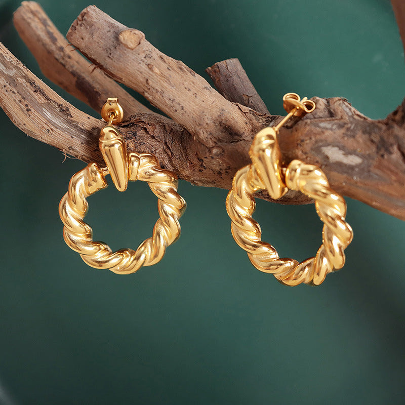 Fashion Commuter Titanium Steel Gold Plated Non-fading For Girlfriends Ear Studs