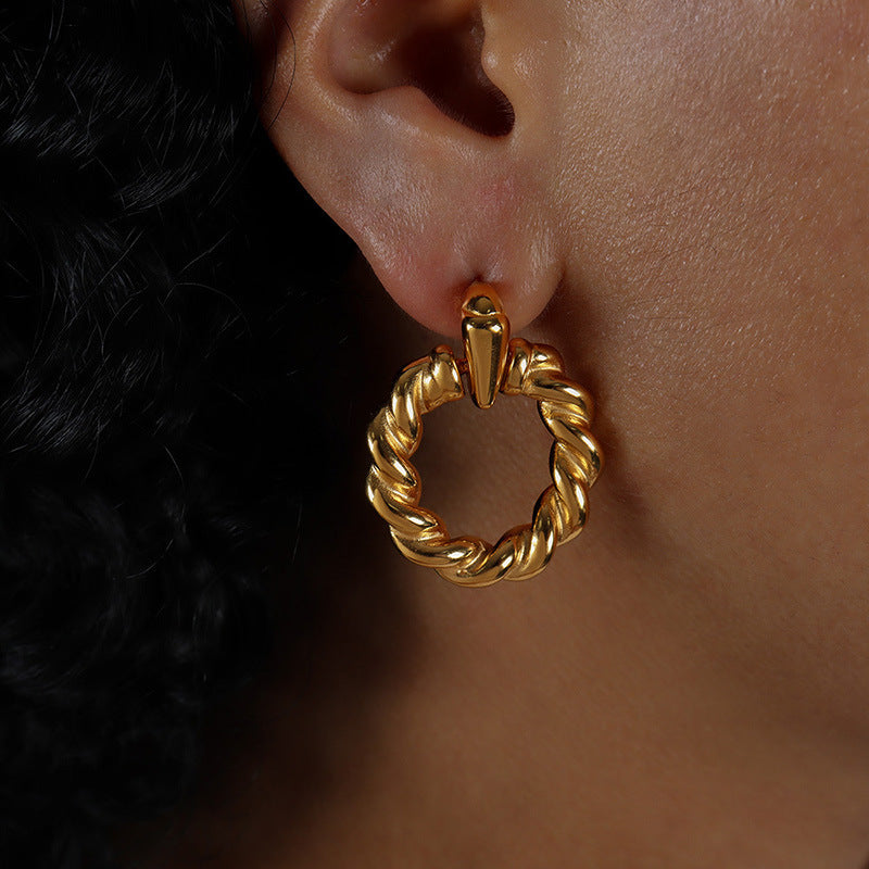 Fashion Commuter Titanium Steel Gold Plated Non-fading For Girlfriends Ear Studs