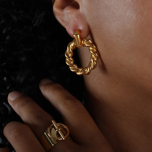 Fashion Commuter Titanium Steel Gold Plated Non-fading For Girlfriends Ear Studs