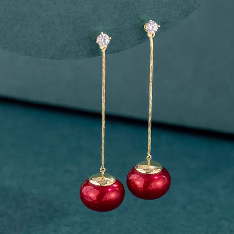 South Korea New Sterling Silver Needle Pearl Earrings