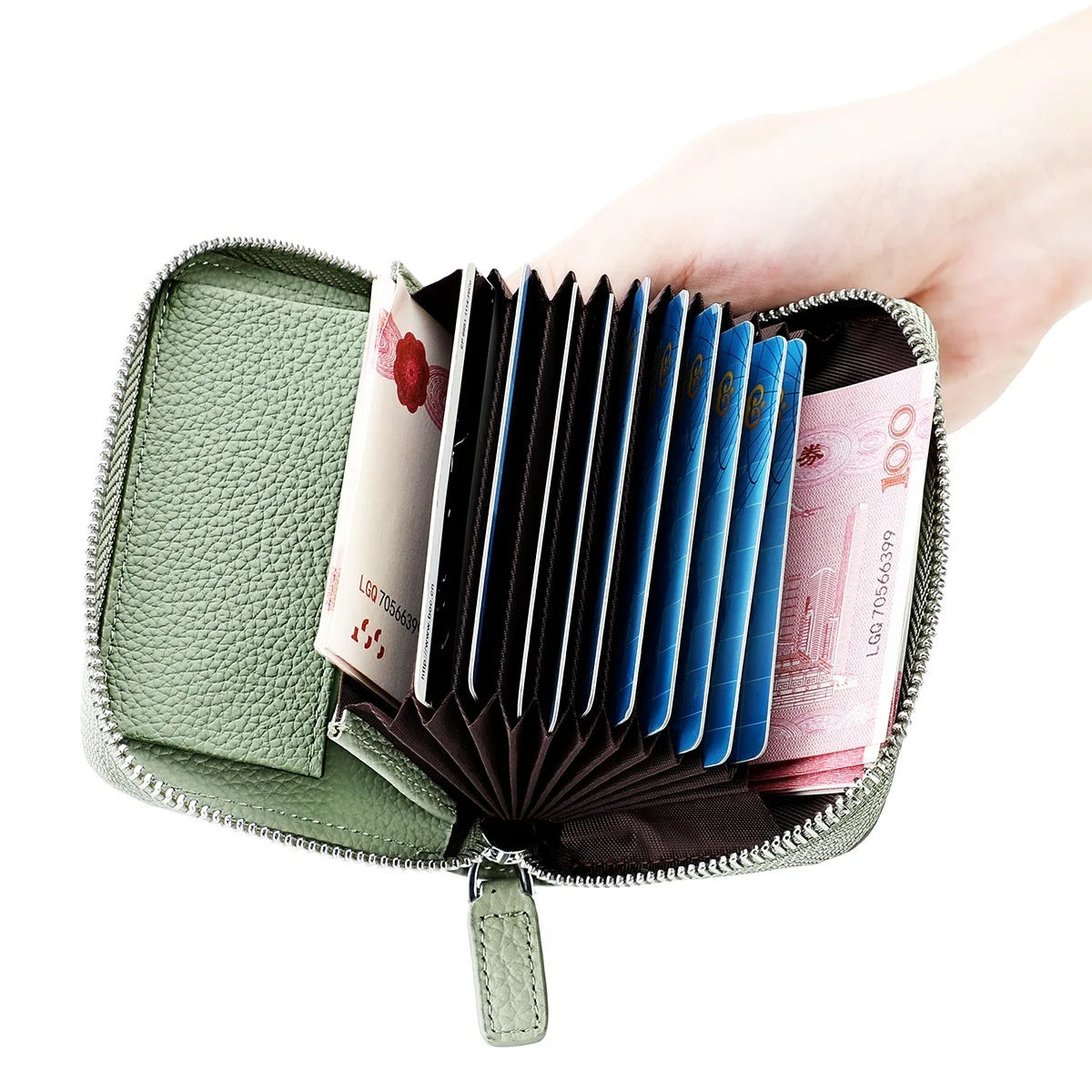 Nova Jewel RFID Genuine Leather Card Wallet - Coin and Credit Card Holder