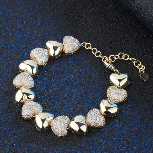 Female style micro-inlaid zirconium love bracelet