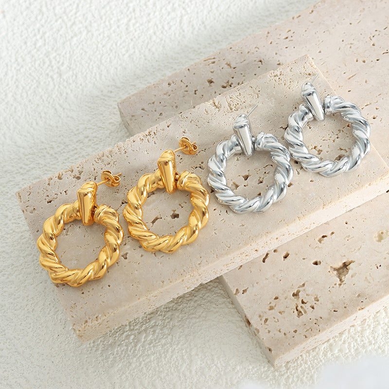 Fashion Commuter Titanium Steel Gold Plated Non-fading For Girlfriends Ear Studs