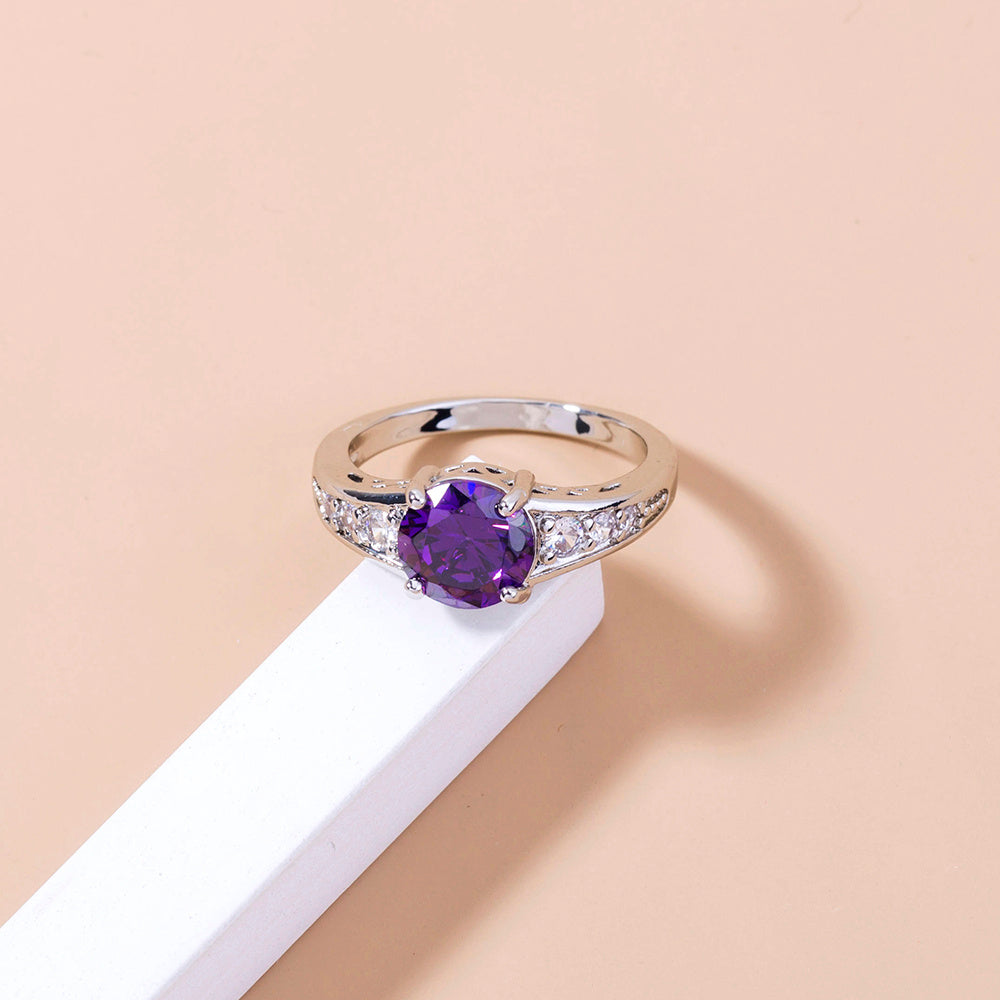 cold wind light luxury temperament ladies ring copper ring simple wild inlaid zirconium violet bracelet