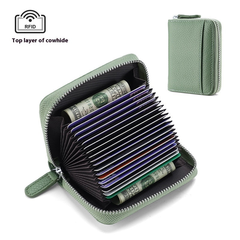 Nova Jewel RFID Genuine Leather Card Wallet - Coin and Credit Card Holder