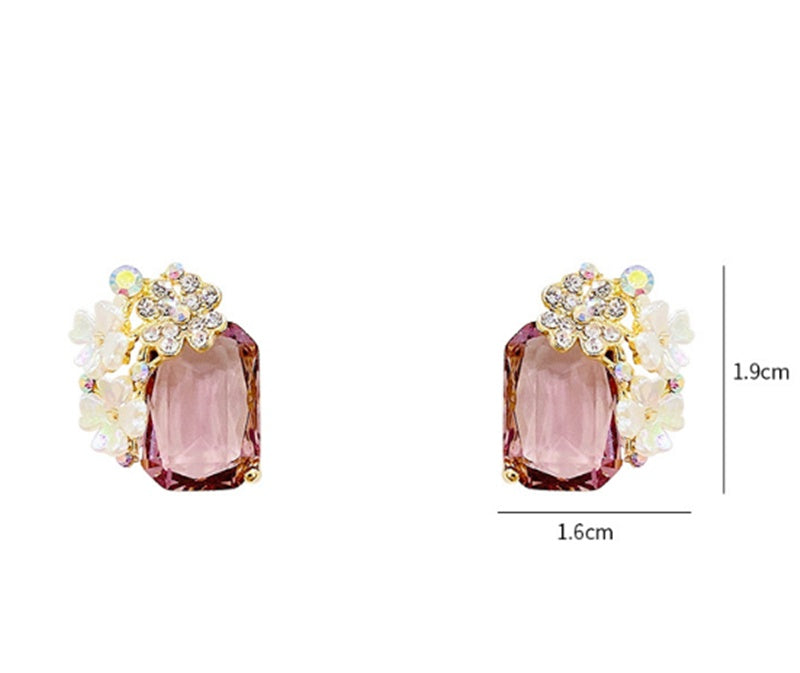 Simple Diamond Round Crystal Zircon Earrings