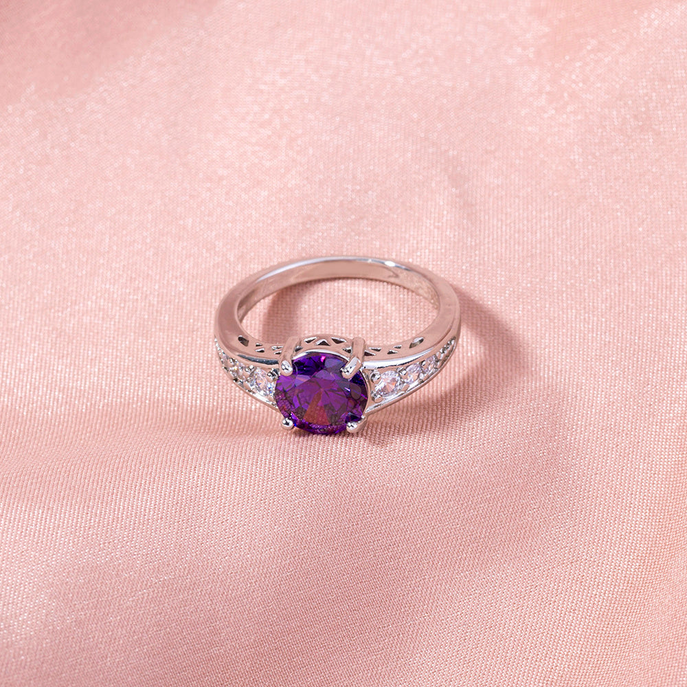 cold wind light luxury temperament ladies ring copper ring simple wild inlaid zirconium violet bracelet