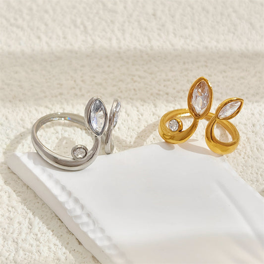 18K Gold Stainless Steel Ring Non-fading Adjustable Opening