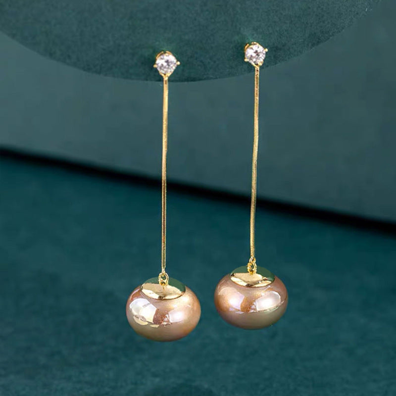 South Korea New Sterling Silver Needle Pearl Earrings