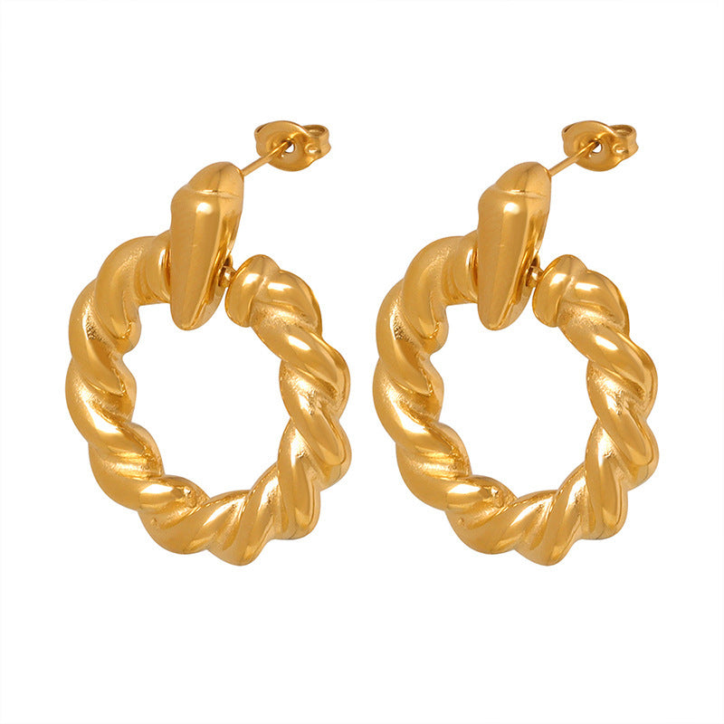Fashion Commuter Titanium Steel Gold Plated Non-fading For Girlfriends Ear Studs