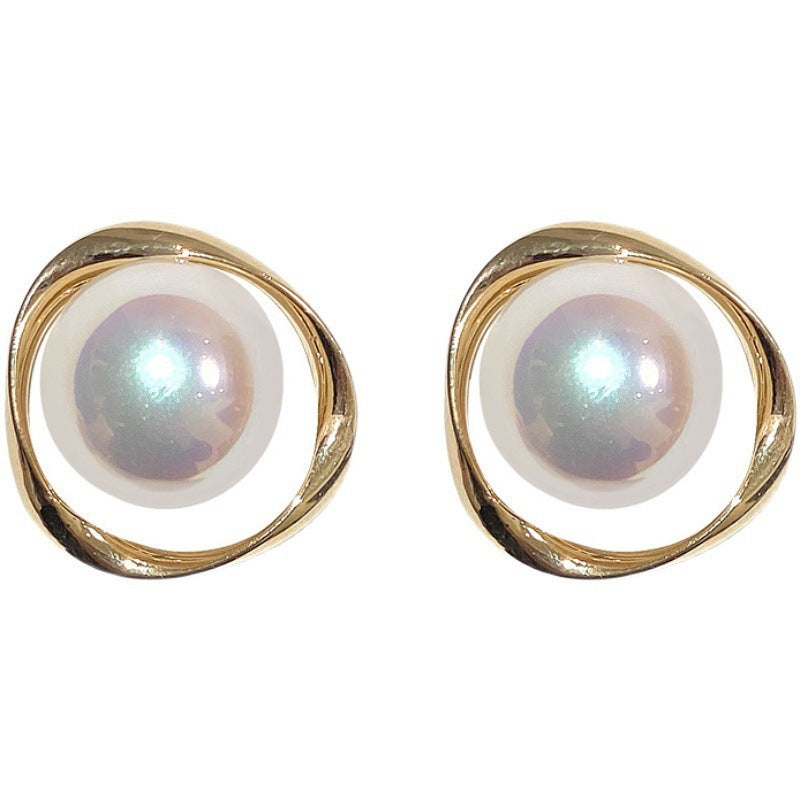 Sterling Silver Needle Irregular Pearl Stud Earrings